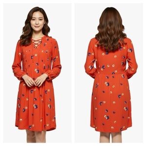 Old Navy Lace Up Neckline Floral Print Dress Sz M